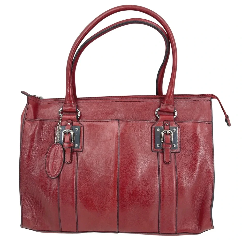 NWT Vintage Y2K Wilson's Red Leather Briefcase Laptop Messenger Bag Crossbody